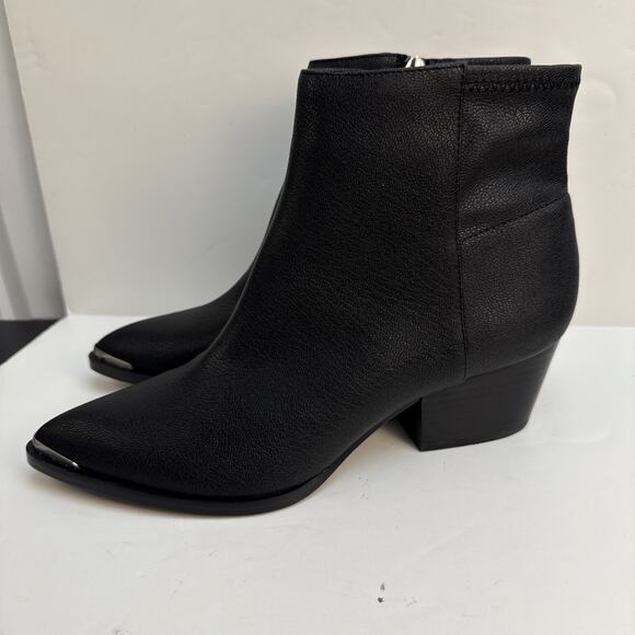 Calvin Klein Womens Narice Leather Pointed Toe Ankle Booties Shoe Black 9.5M NWB - Picture 4 of 10